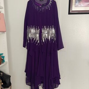 Elegant Purple Dress with Silver Accents